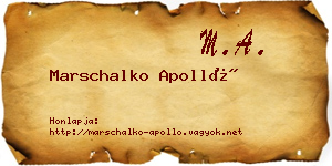 Marschalko Apolló névjegykártya